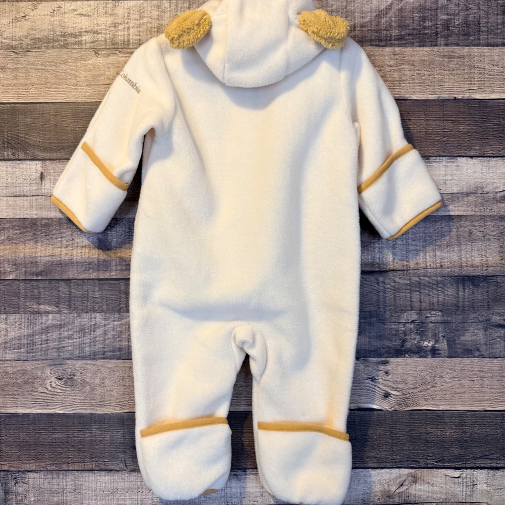 Columbia Fleece Bunting Infant 6-12 Months Cream Hooded Cozy Winter Outdoor - Picture 2 of 5